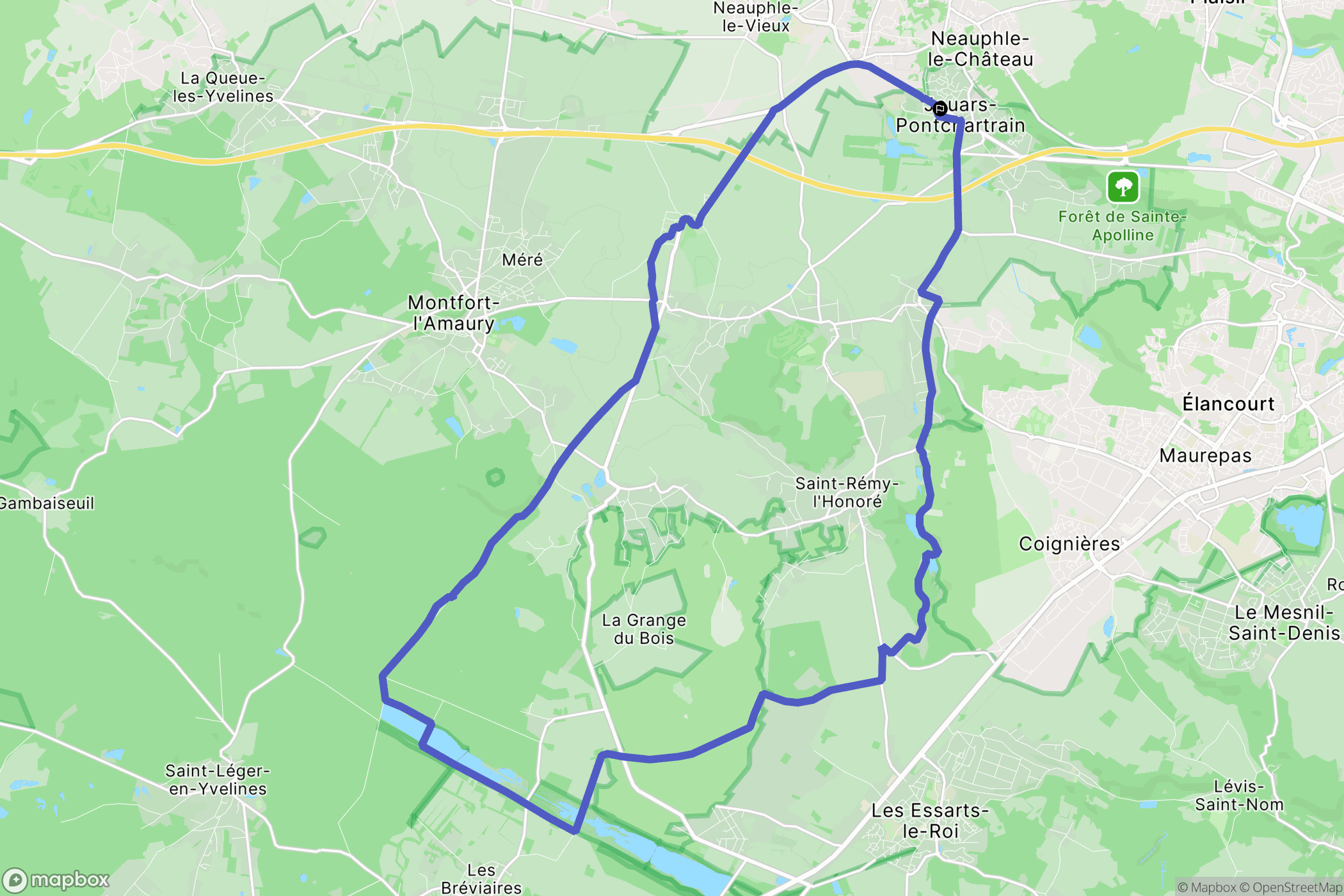 Jouars-Pontchartrain : carte du parcours de randonnée - France