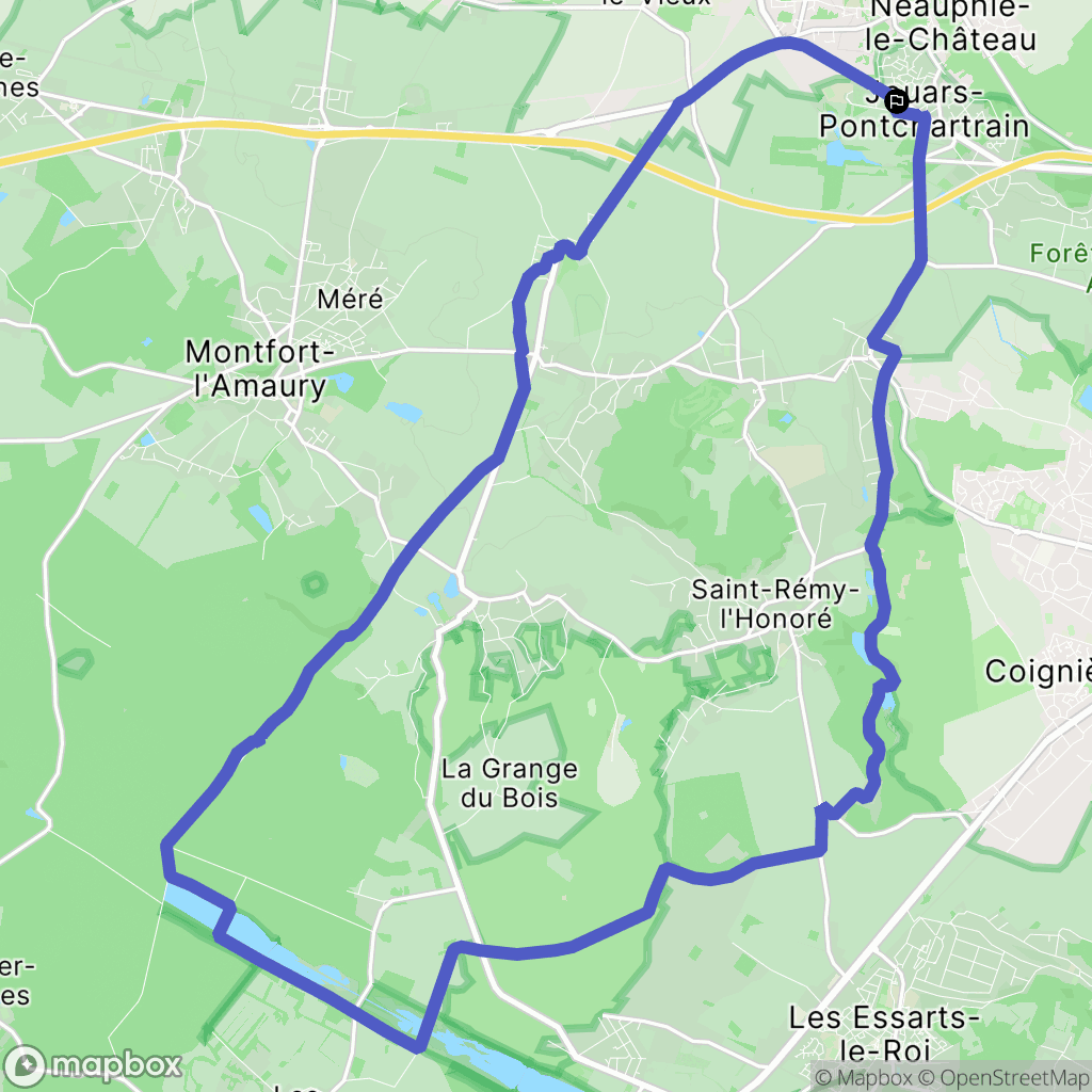 Jouars-Pontchartrain : carte du parcours de randonnée - France