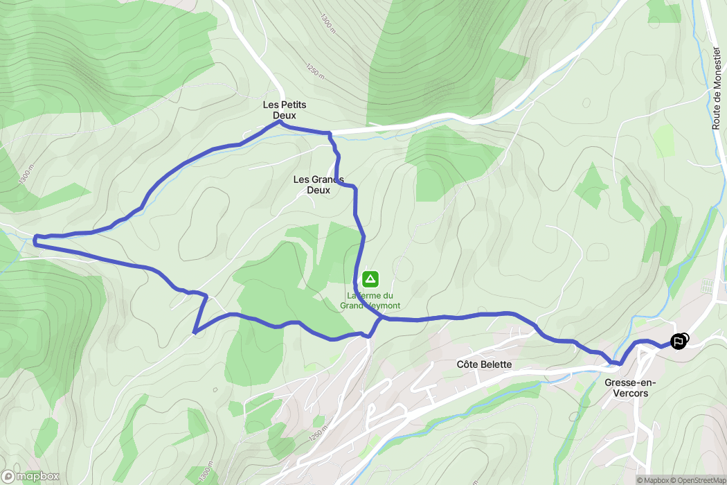 Gresse-en-Vercors : carte du parcours de randonnée - France