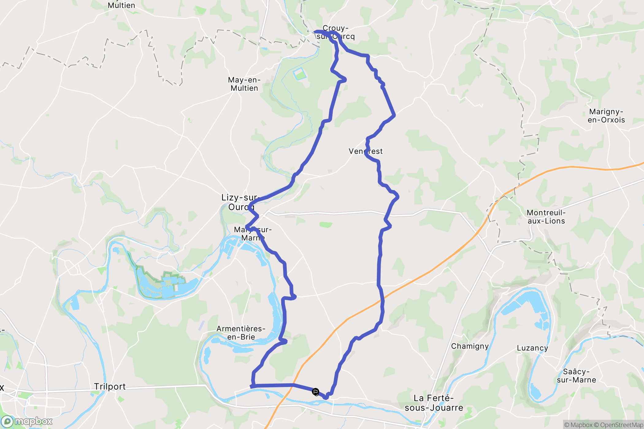 Ussy-sur-Marne : carte du parcours de randonnée - France