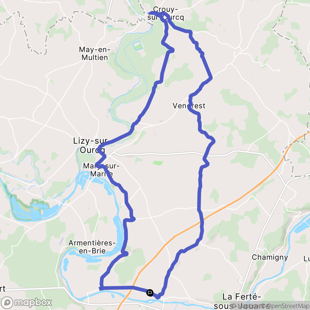 Ussy-sur-Marne : carte du parcours de randonnée - France
