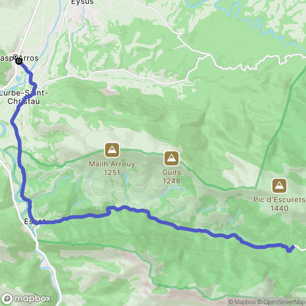 Asasp-Arros : carte du parcours de randonnée - France