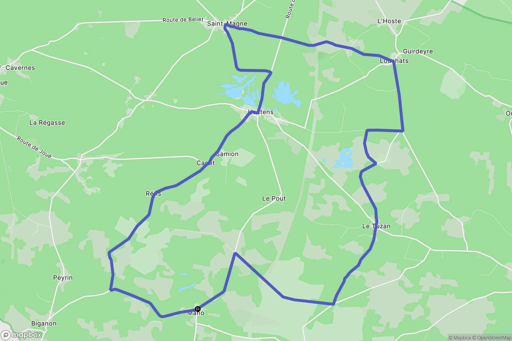 Mano : carte du parcours de randonnée - France