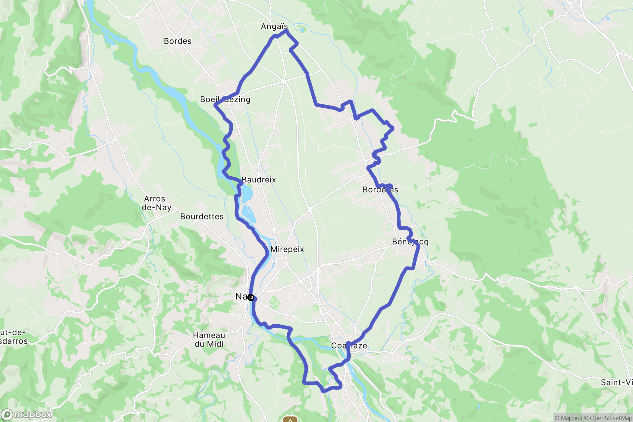 Nay : carte du parcours de randonnée - France