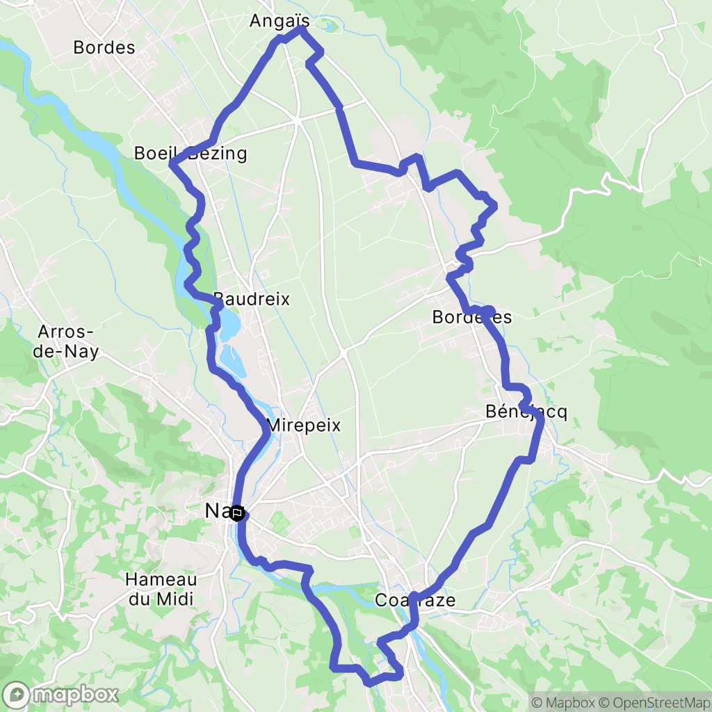 Nay : carte du parcours de randonnée - France