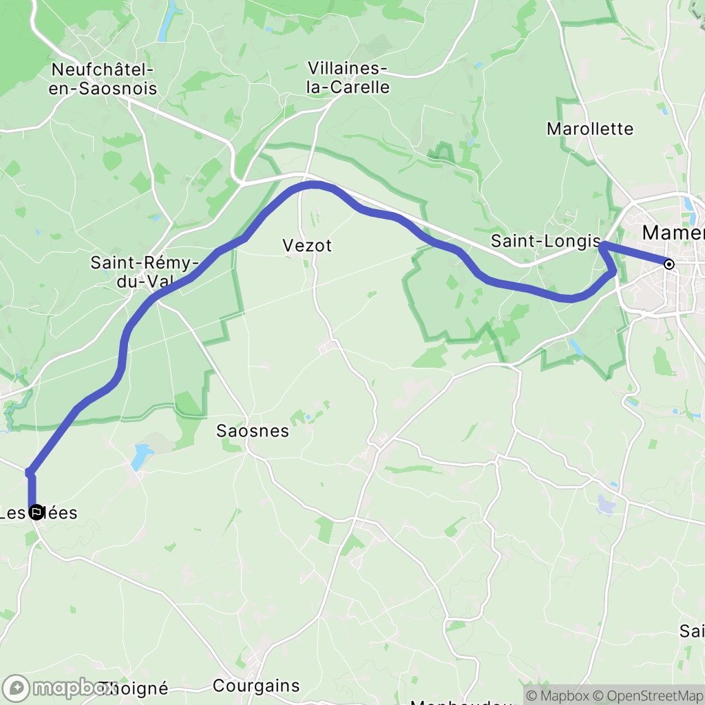 Mamers : carte du parcours de randonnée - France