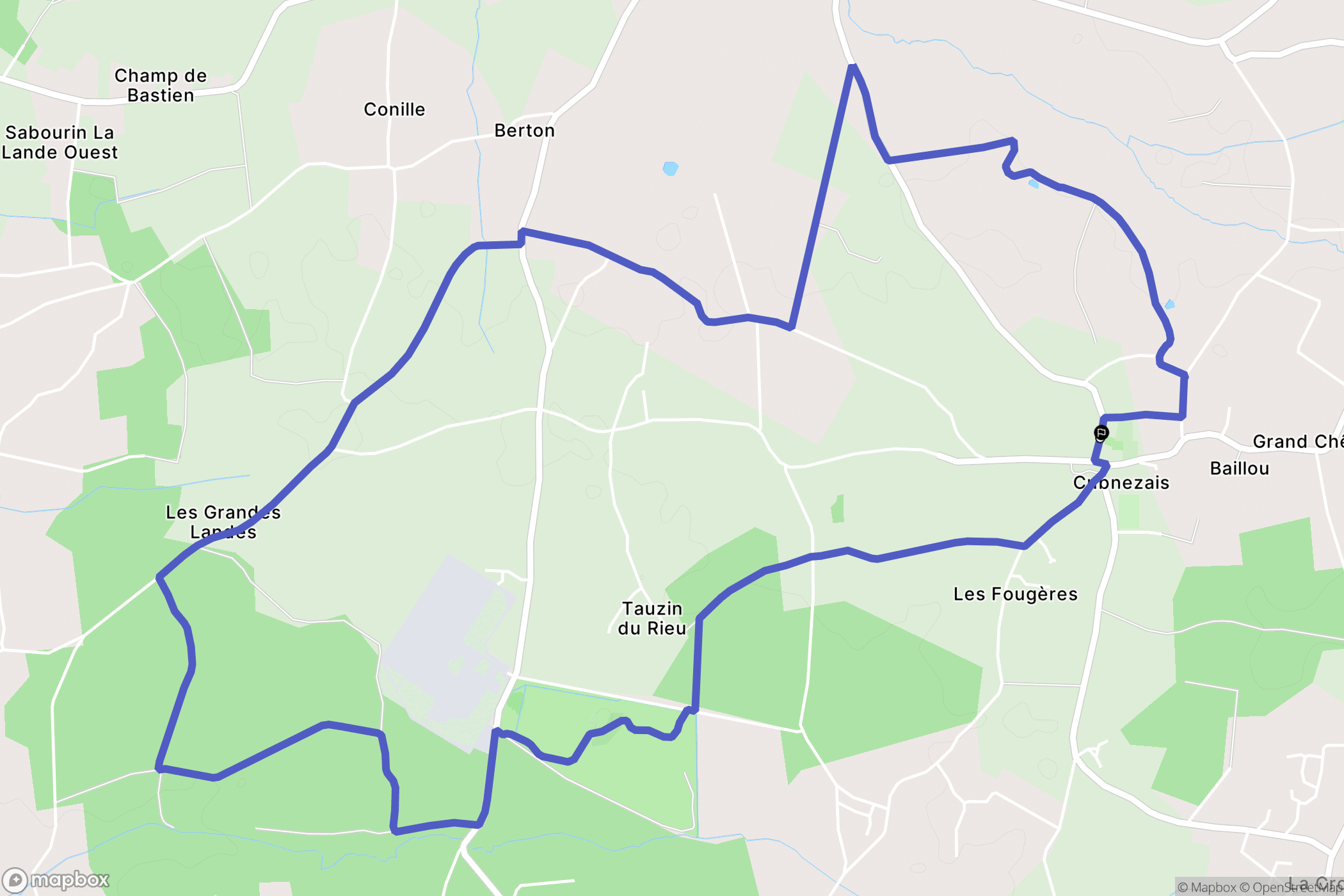 Cubnezais : carte du parcours de randonnée - France