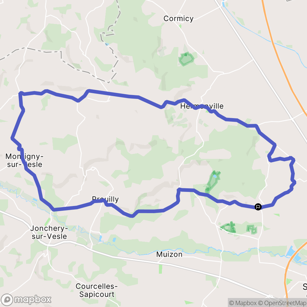 Merfy : carte du parcours de randonnée - France