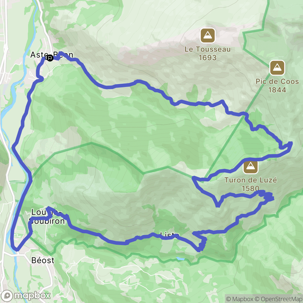 Aste-Béon : carte du parcours de randonnée - France