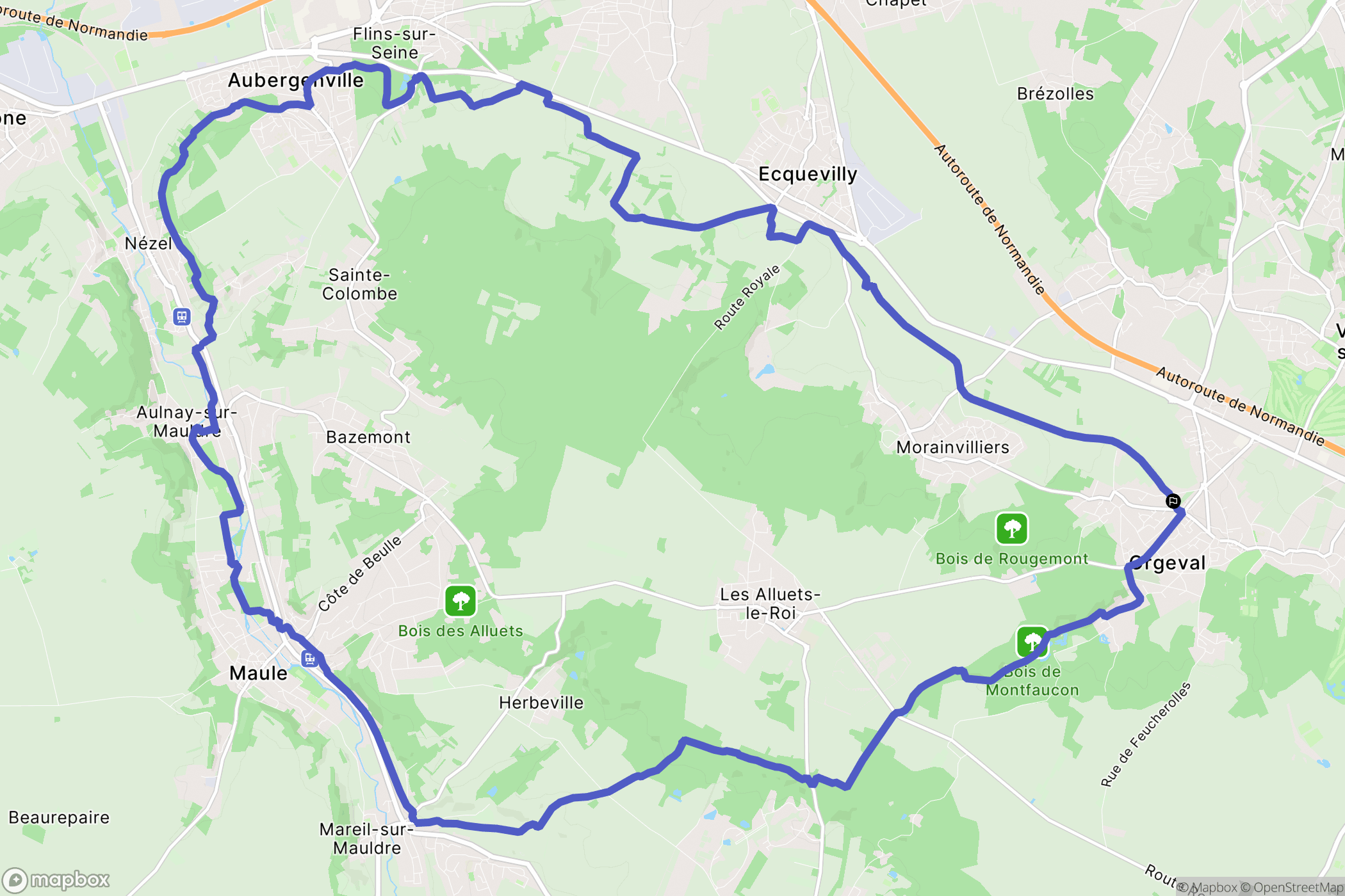 Orgeval : carte du parcours de randonnée - France
