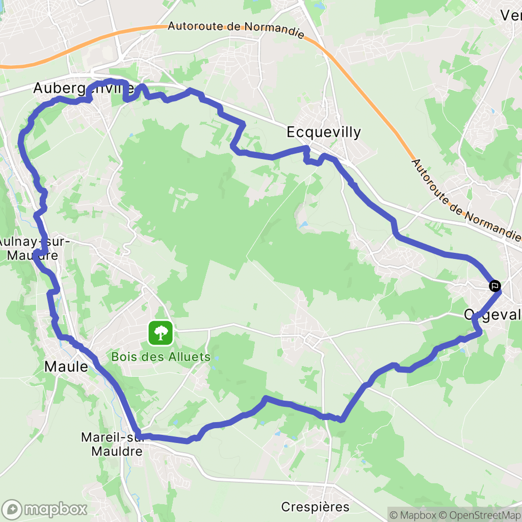 Orgeval : carte du parcours de randonnée - France