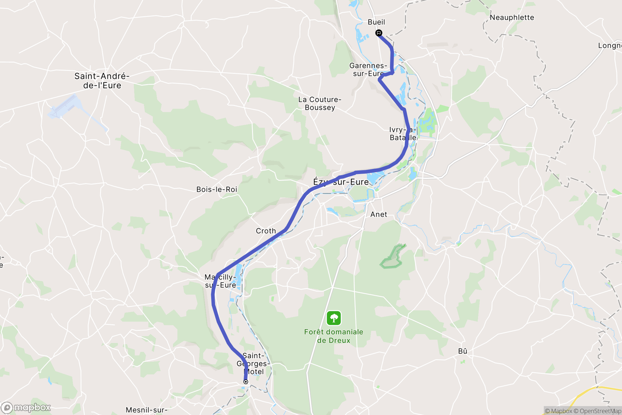 Saint-Georges-Motel : carte du parcours de randonnée - France