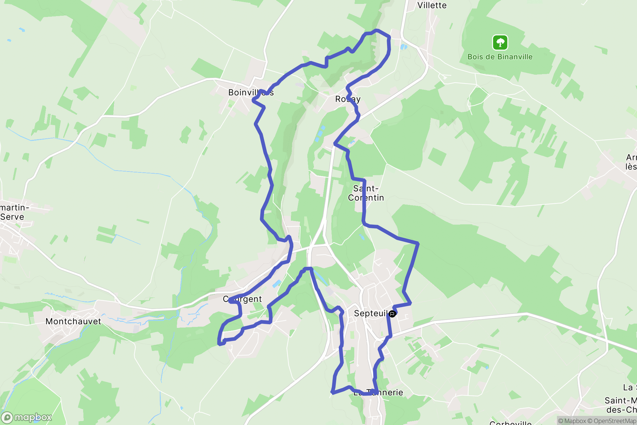 Septeuil : carte du parcours de randonnée - France