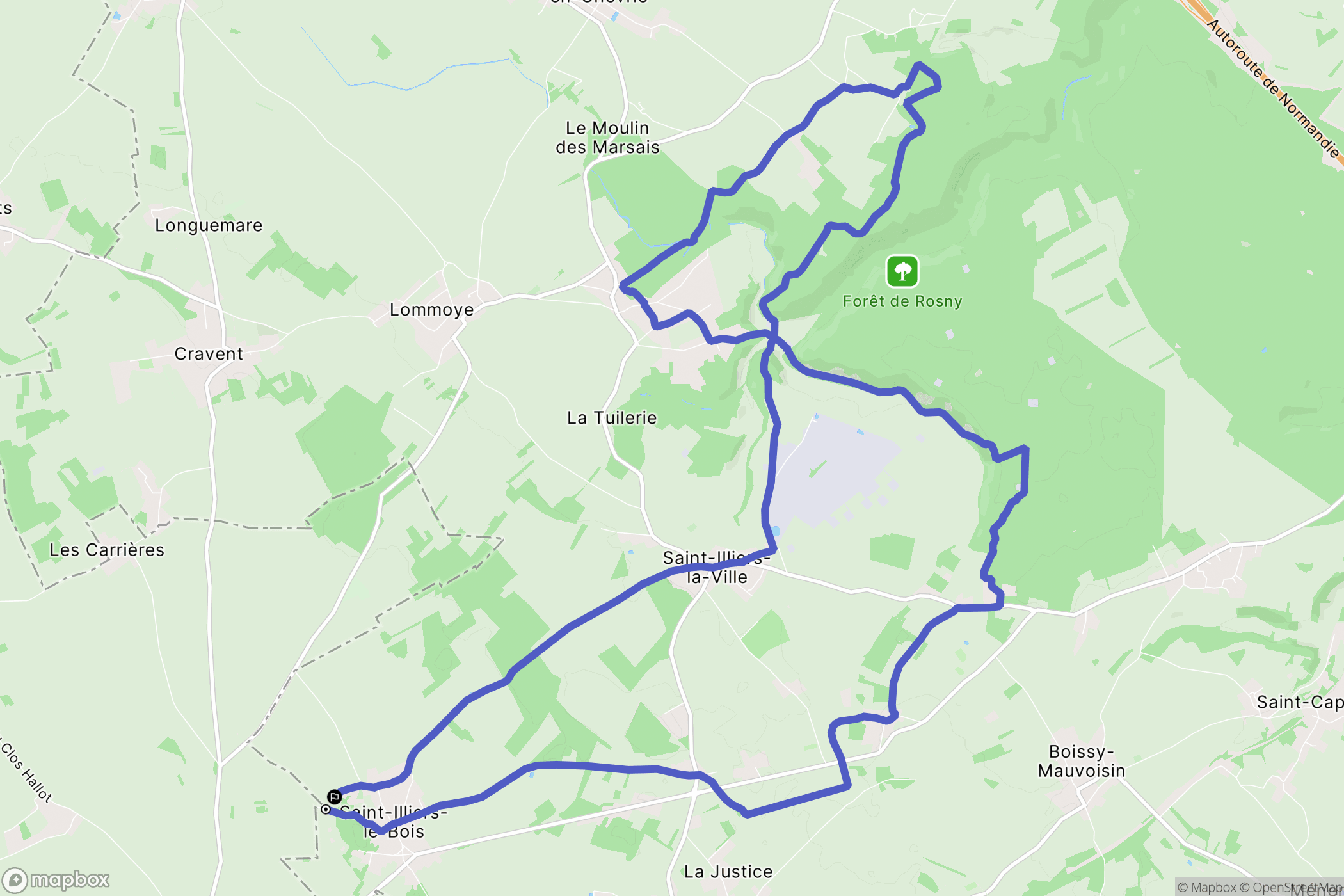 Saint-Illiers-le-Bois : carte du parcours de randonnée - France