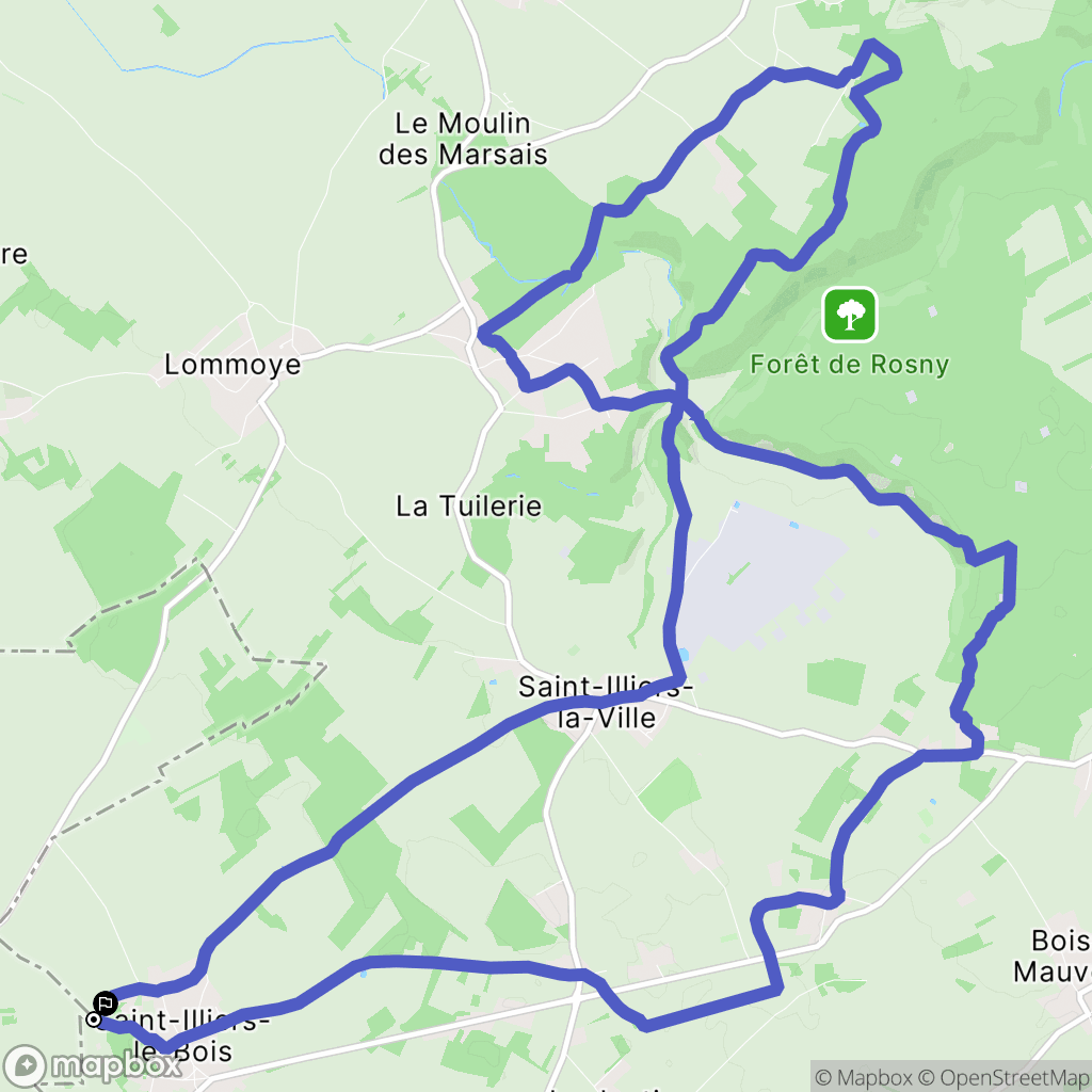 Saint-Illiers-le-Bois : carte du parcours de randonnée - France