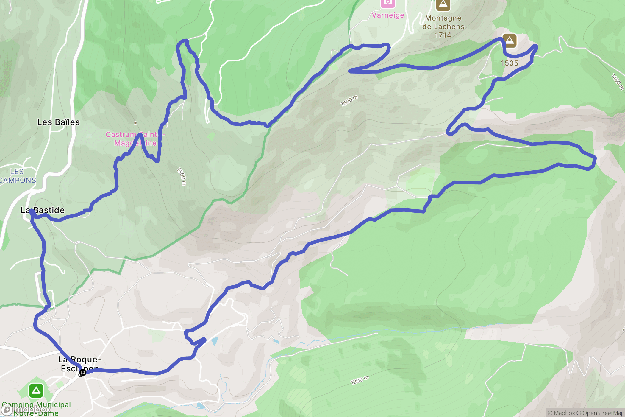 La Roque-Esclapon : carte du parcours de randonnée - France