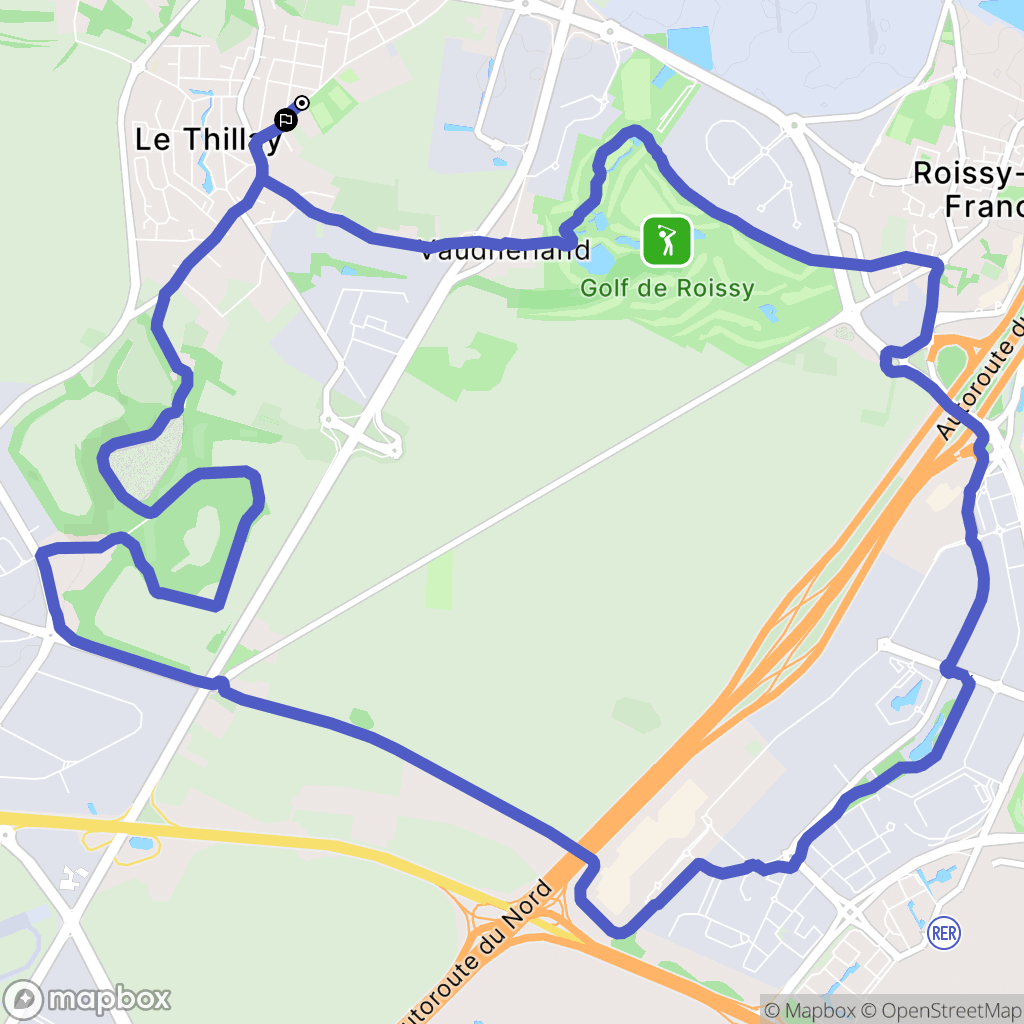 Le Thillay : carte du parcours de randonnée - France