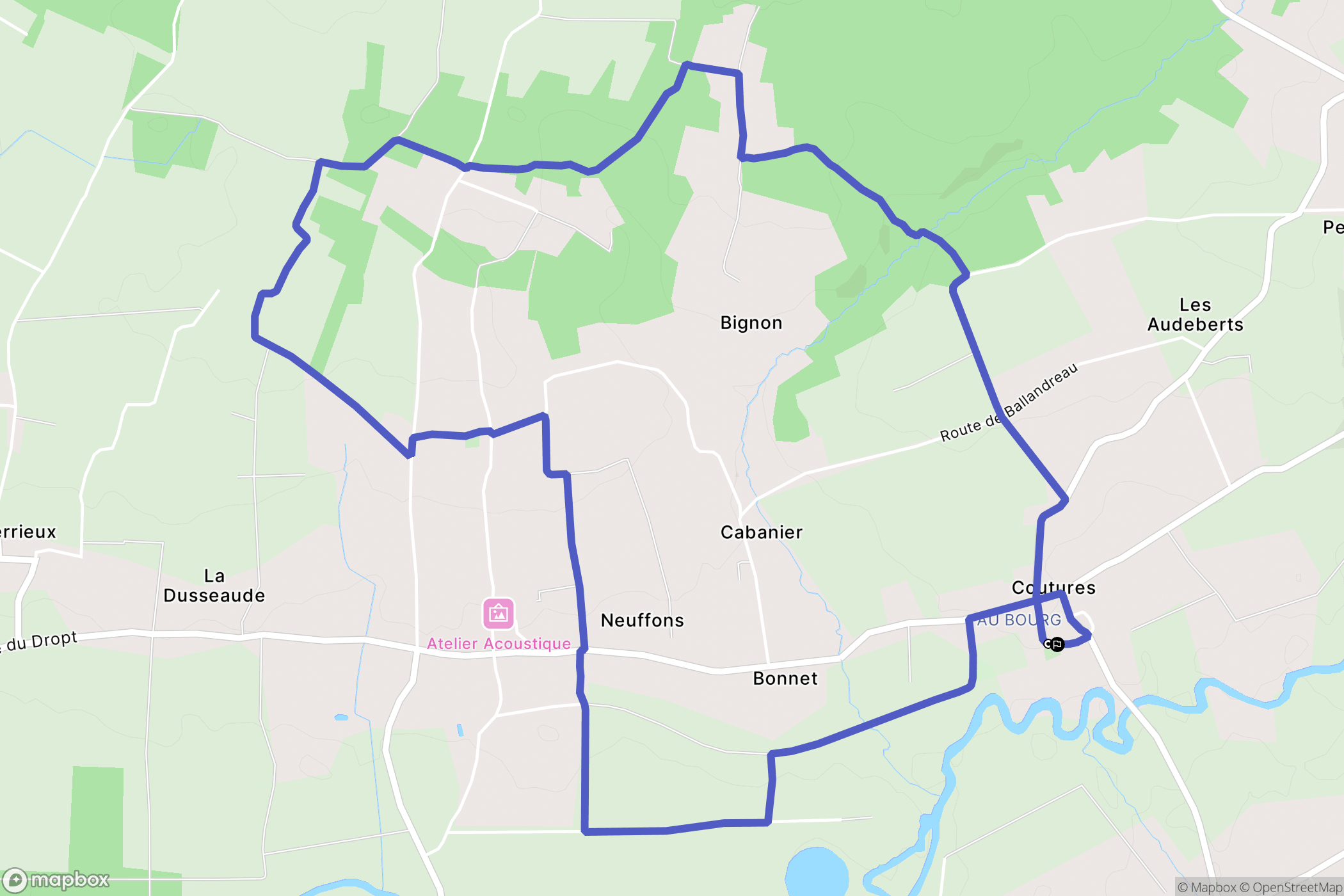 Coutures : carte du parcours de randonnée - France