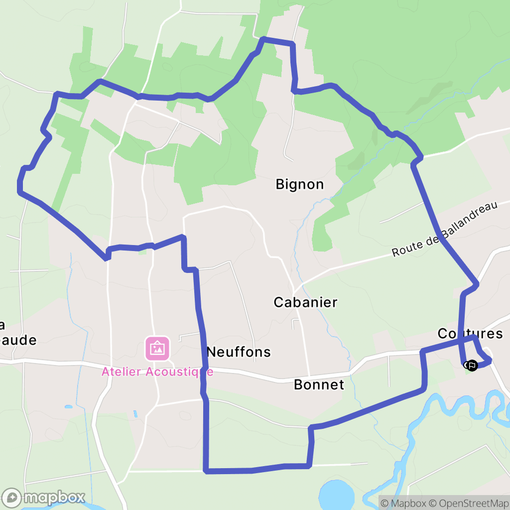 Coutures : carte du parcours de randonnée - France