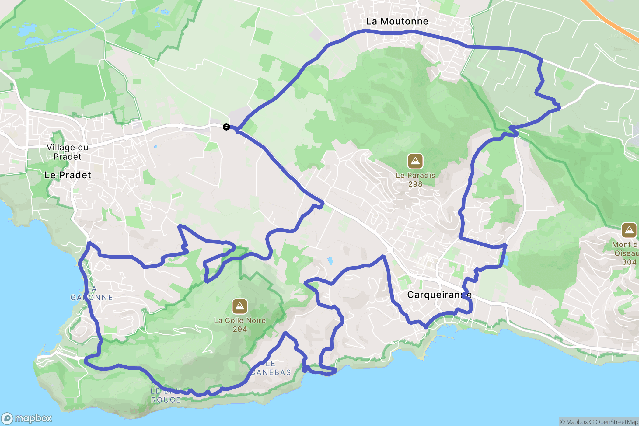 Le Pradet : carte du parcours de randonnée - France