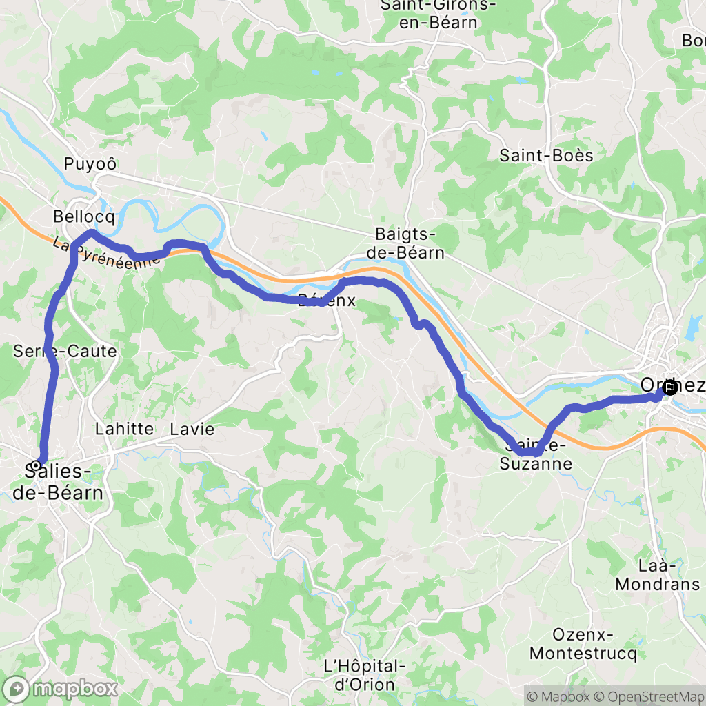 Salies-de-Béarn : carte du parcours de randonnée - France