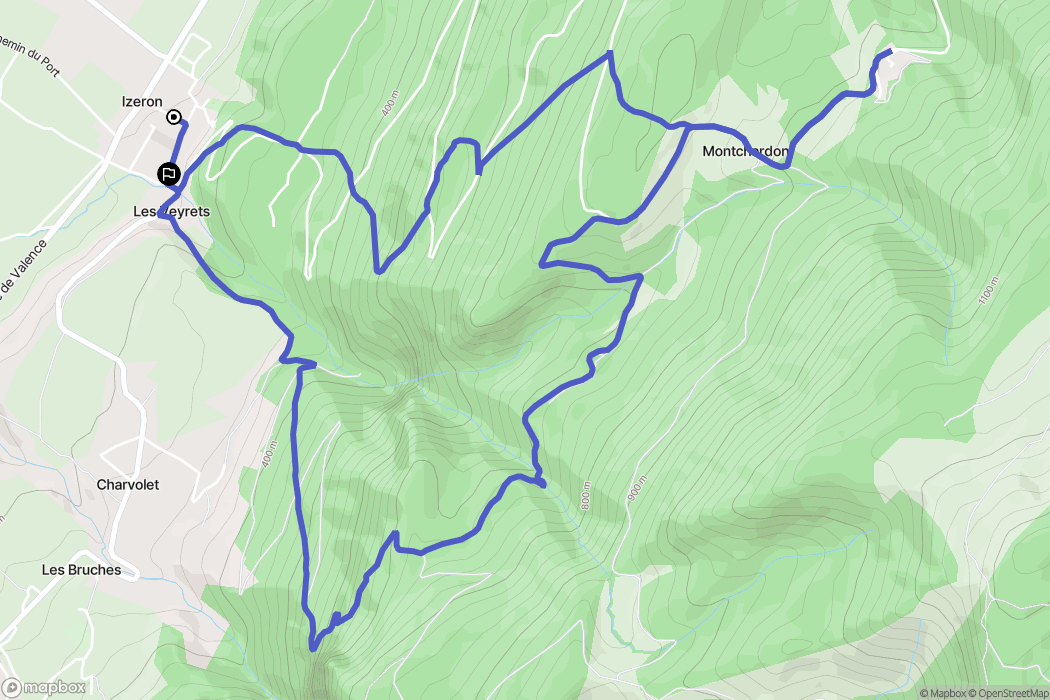 Izeron : carte du parcours de randonnée - France