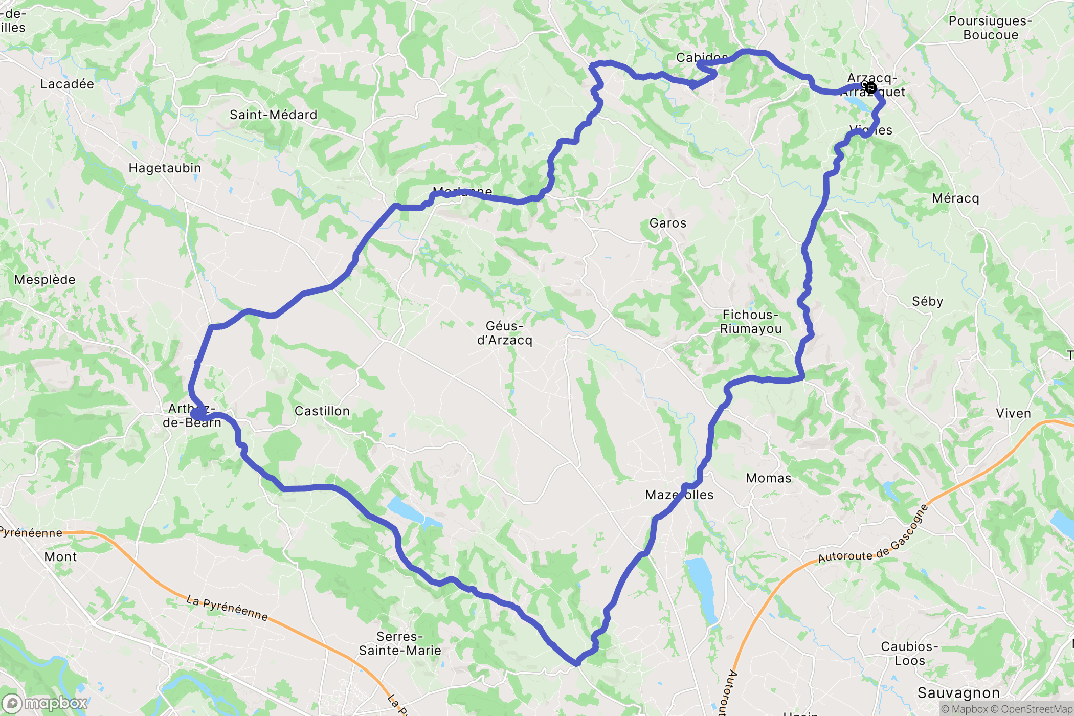 Arzacq-Arraziguet : carte du parcours de randonnée - France