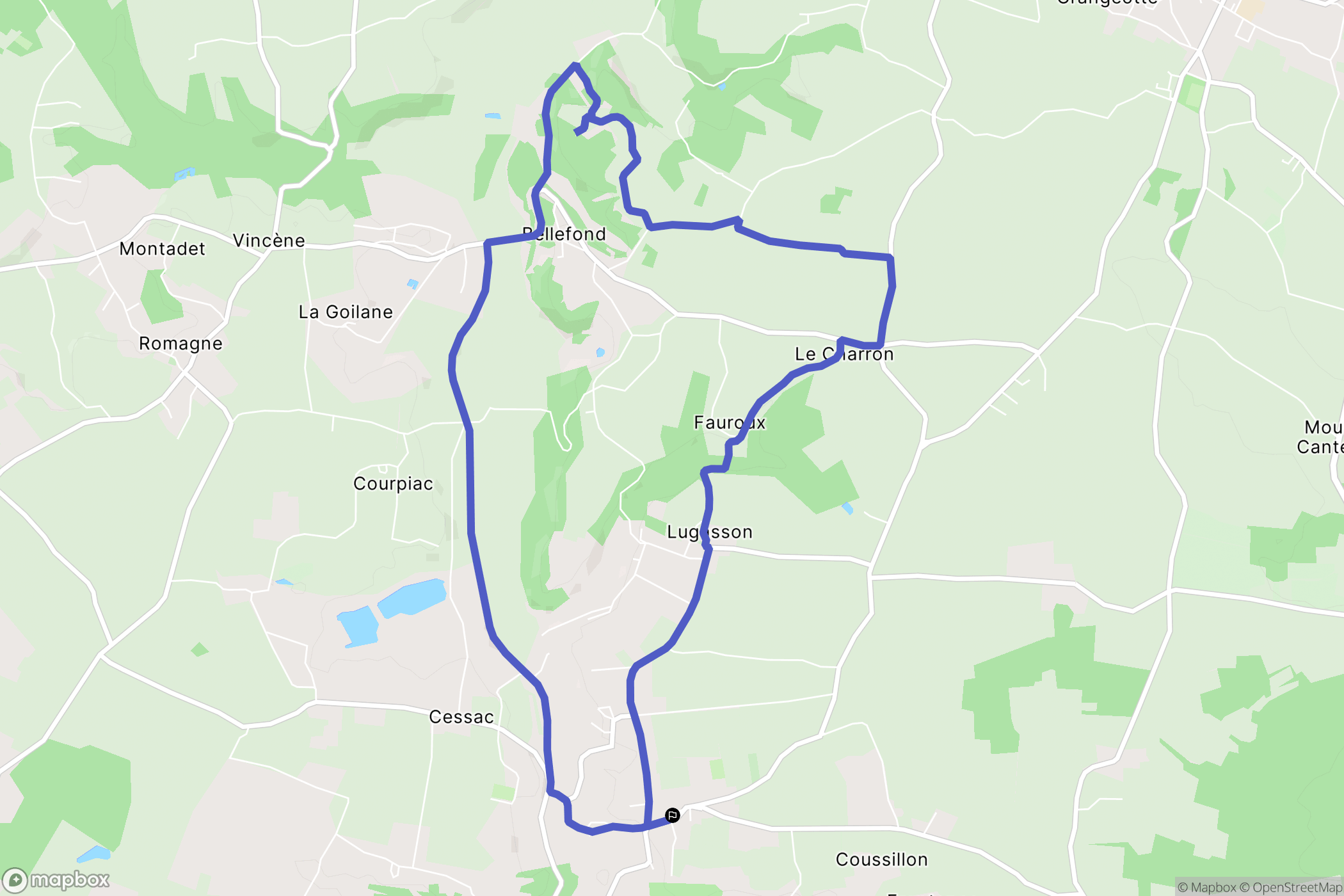 Frontenac : carte du parcours de randonnée - France