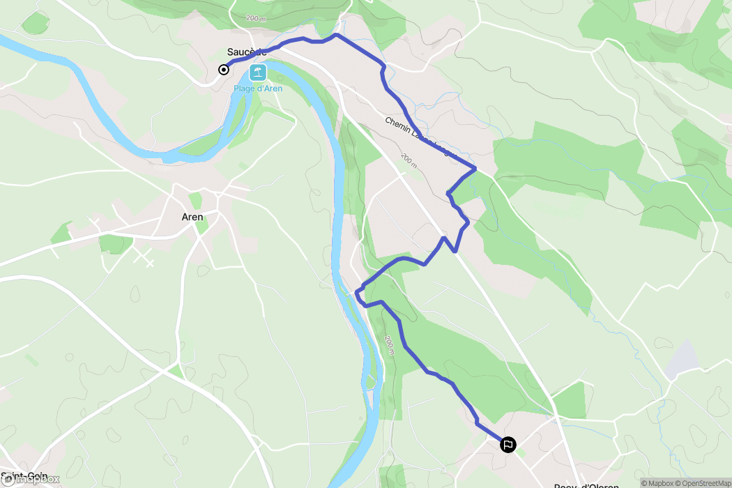 Saucède : carte du parcours de randonnée - France