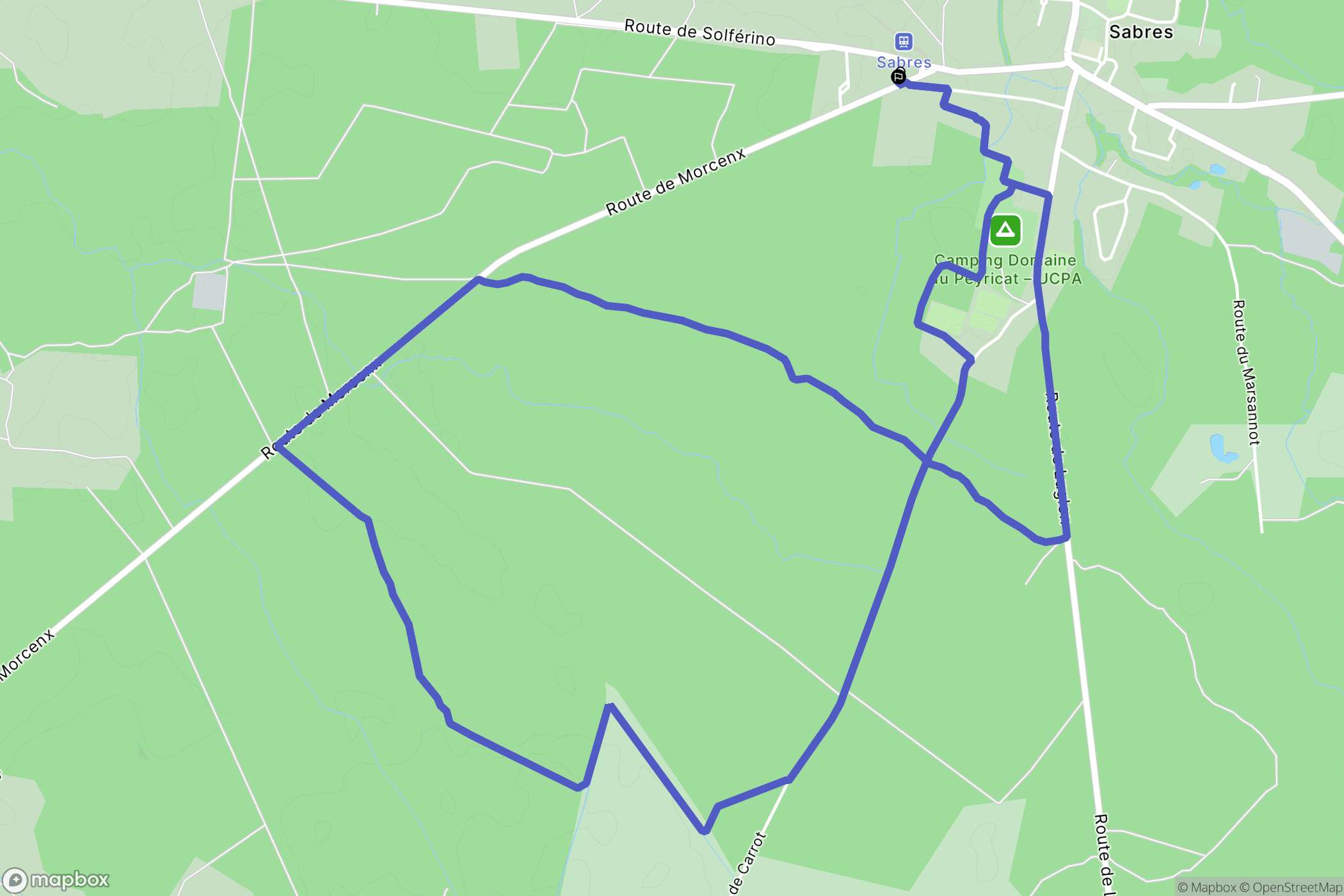 Sabres : carte du parcours de randonnée - France