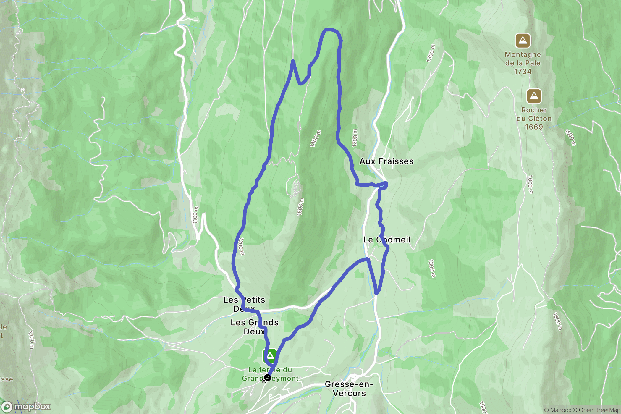 Gresse-en-Vercors : carte du parcours de randonnée - France