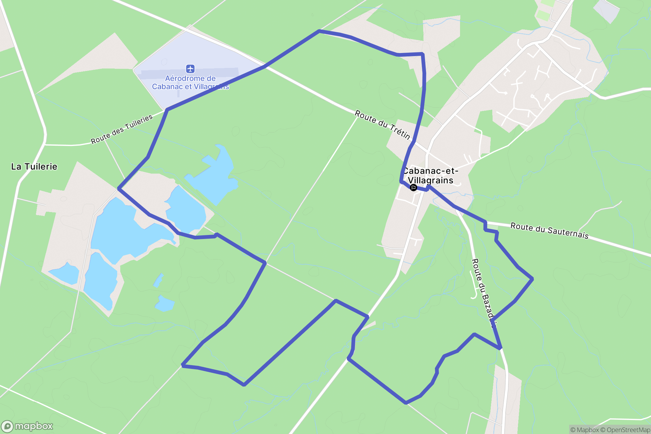 Cabanac-et-Villagrains : carte du parcours de randonnée - France