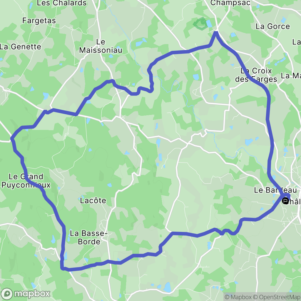 Chalus : carte du parcours de randonnée - France