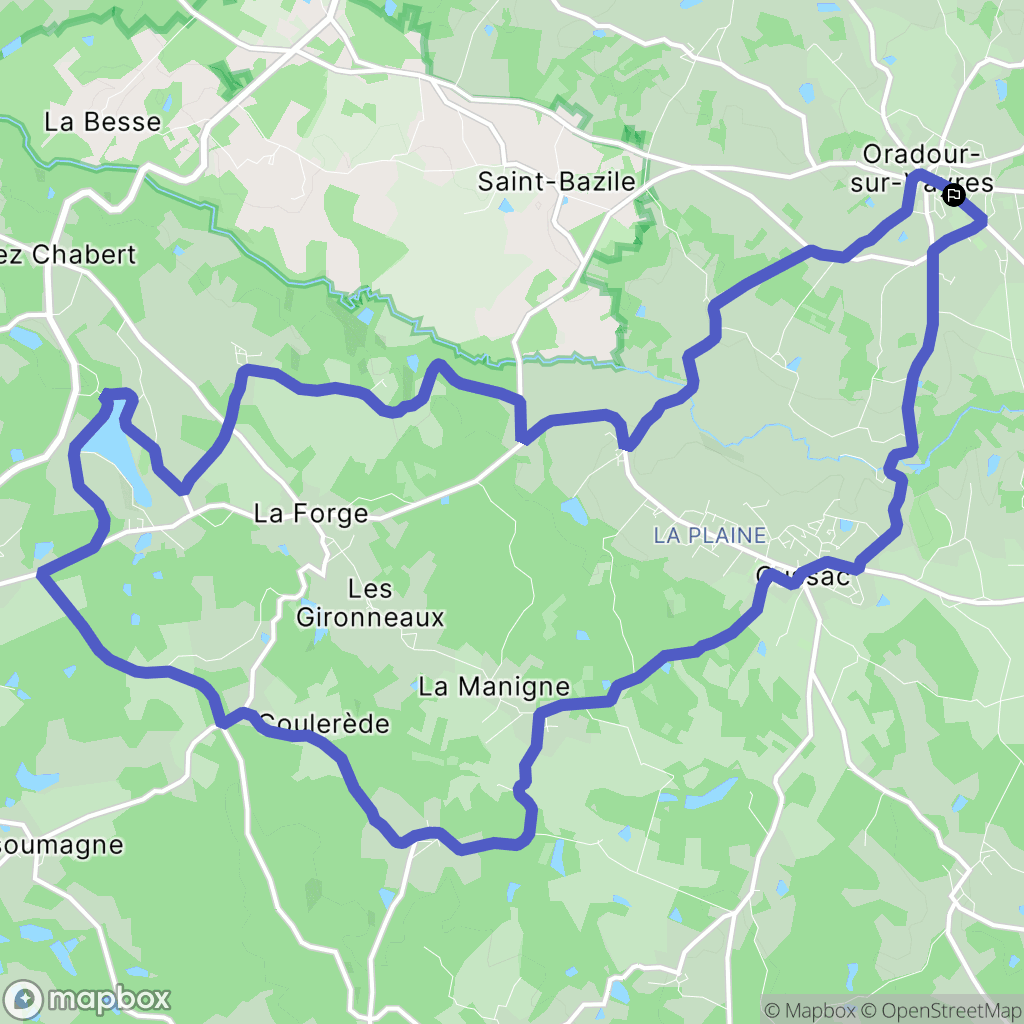 Oradour-sur-Vayres : carte du parcours de randonnée - France