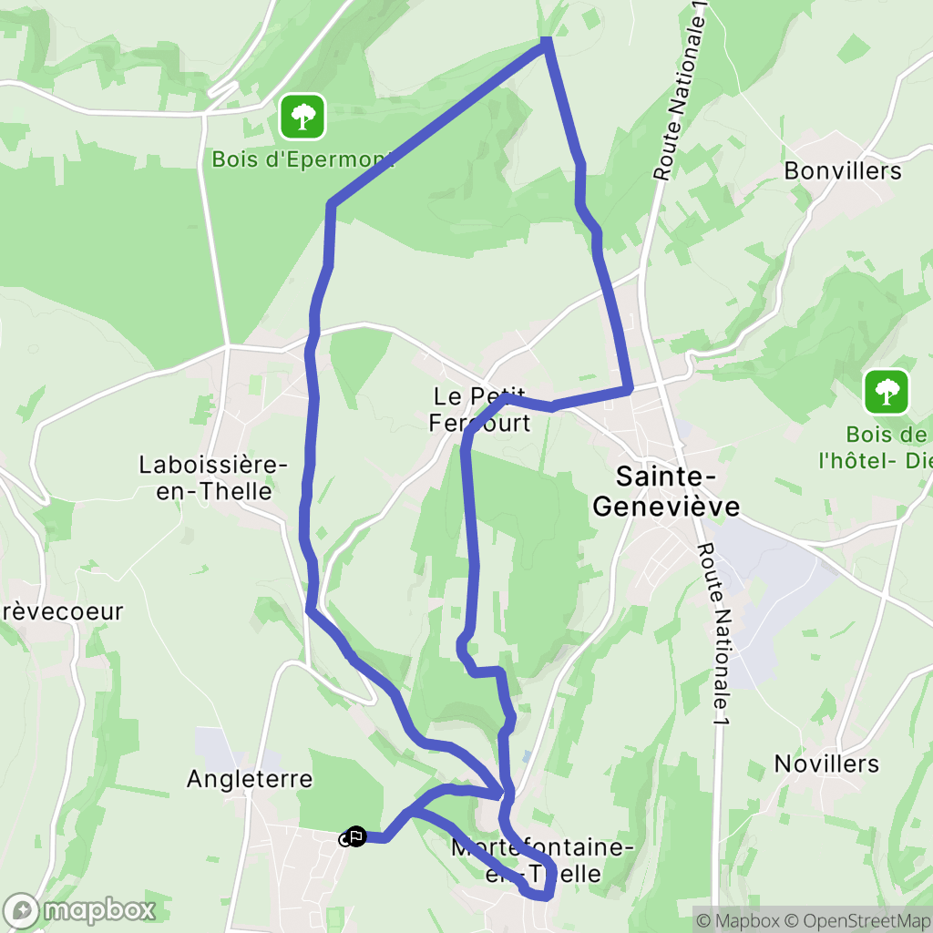 Andeville : carte du parcours de randonnée - France