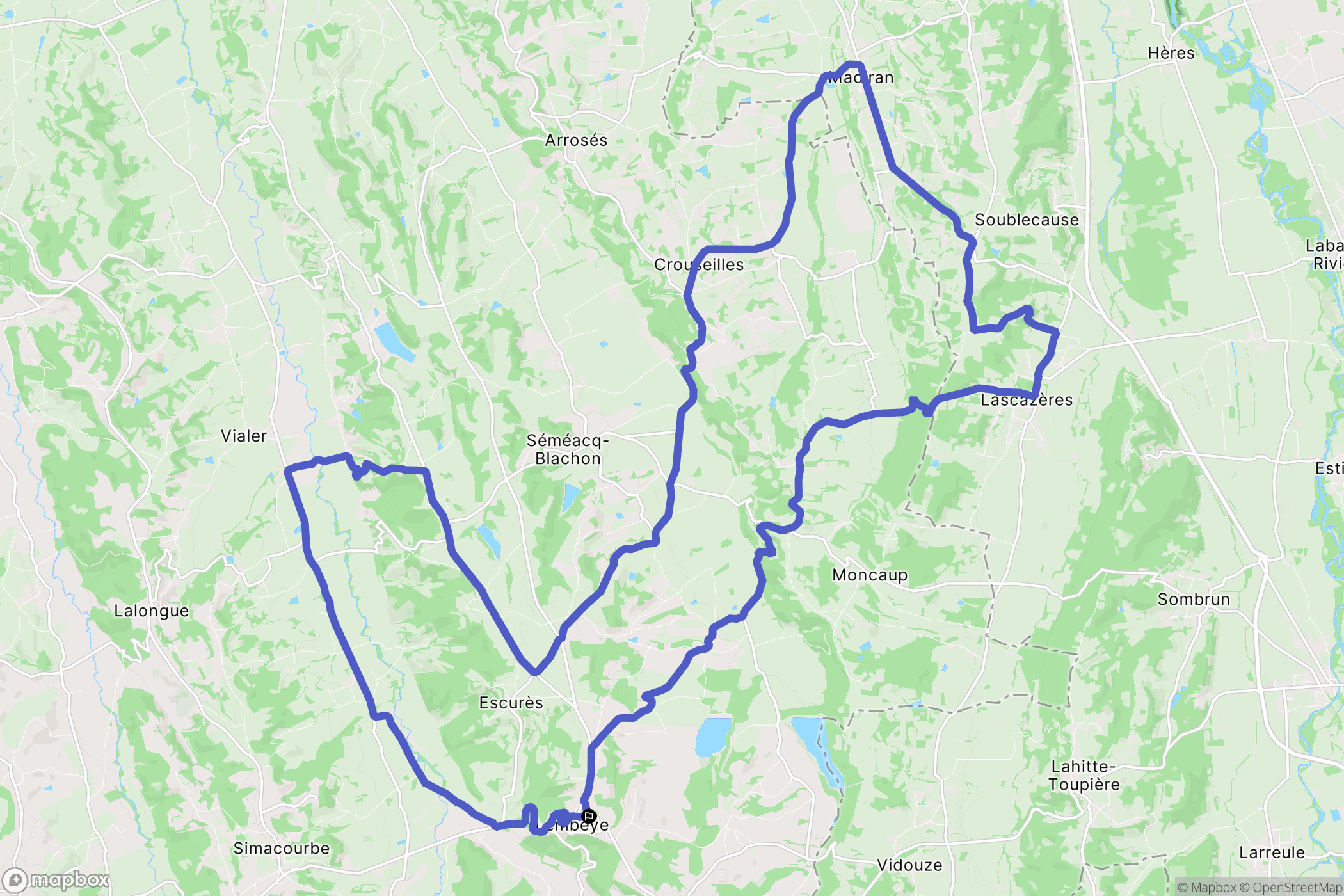 Lembeye : carte du parcours de randonnée - France