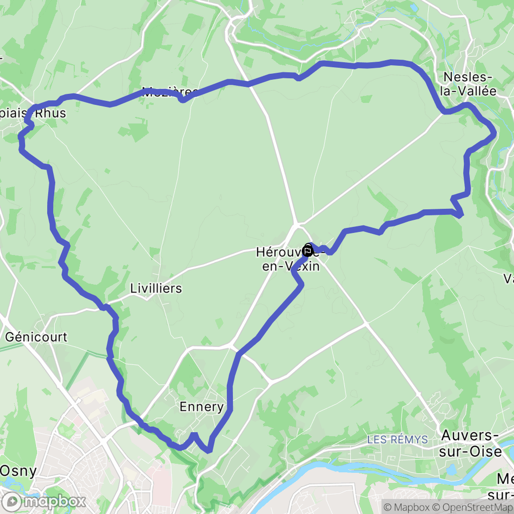 Hérouville-en-Vexin : carte du parcours de randonnée - France