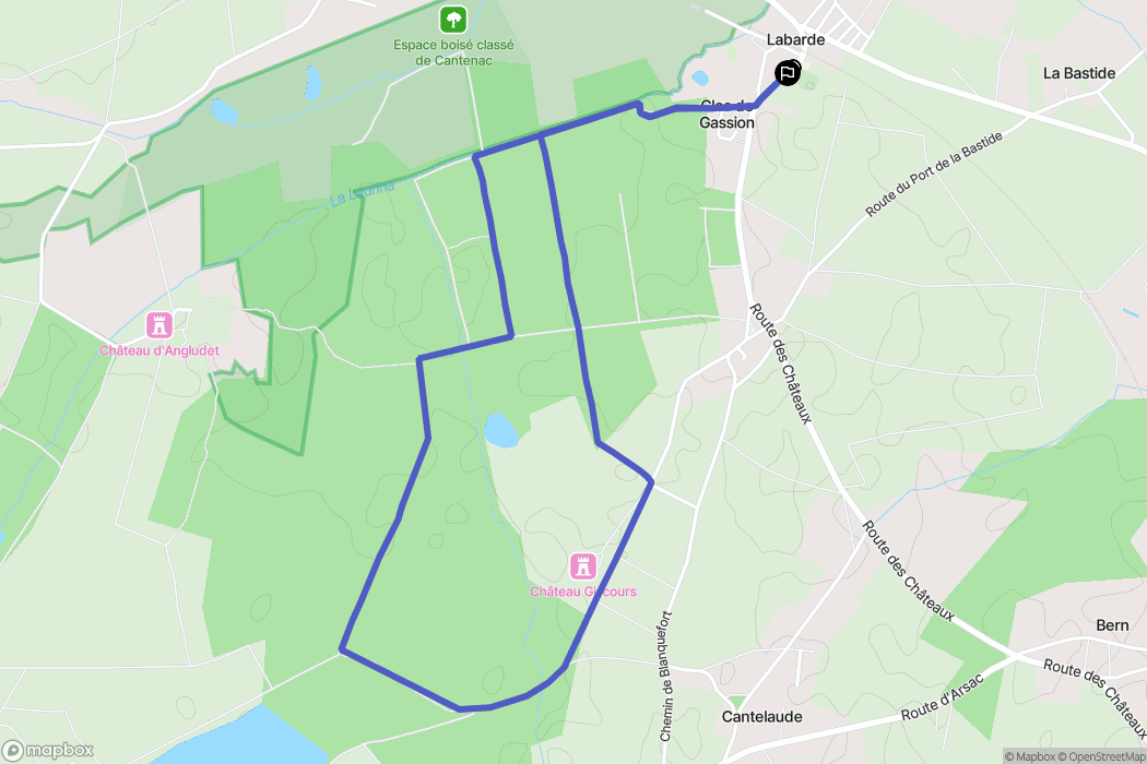 Labarde : carte du parcours de randonnée - France