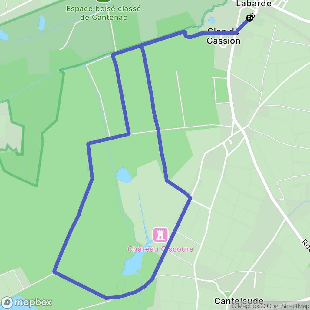 Labarde : carte du parcours de randonnée - France