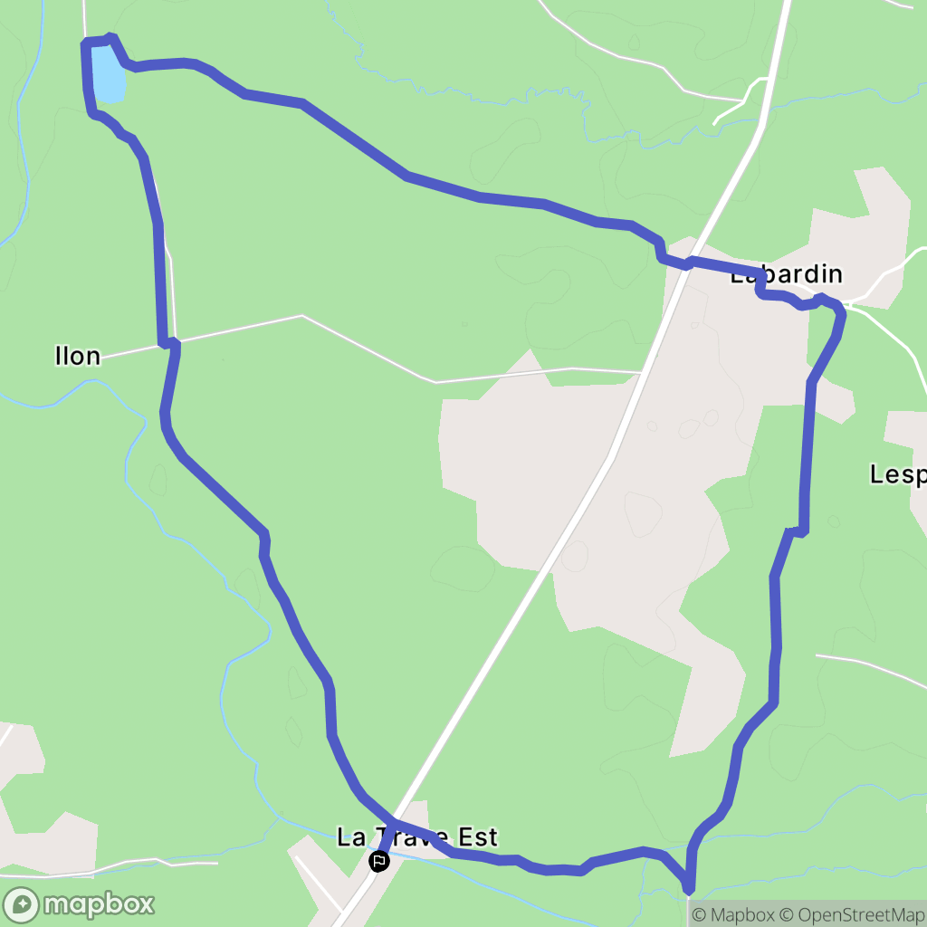 La Trave Ouest, Préchac : carte du parcours de randonnée - France