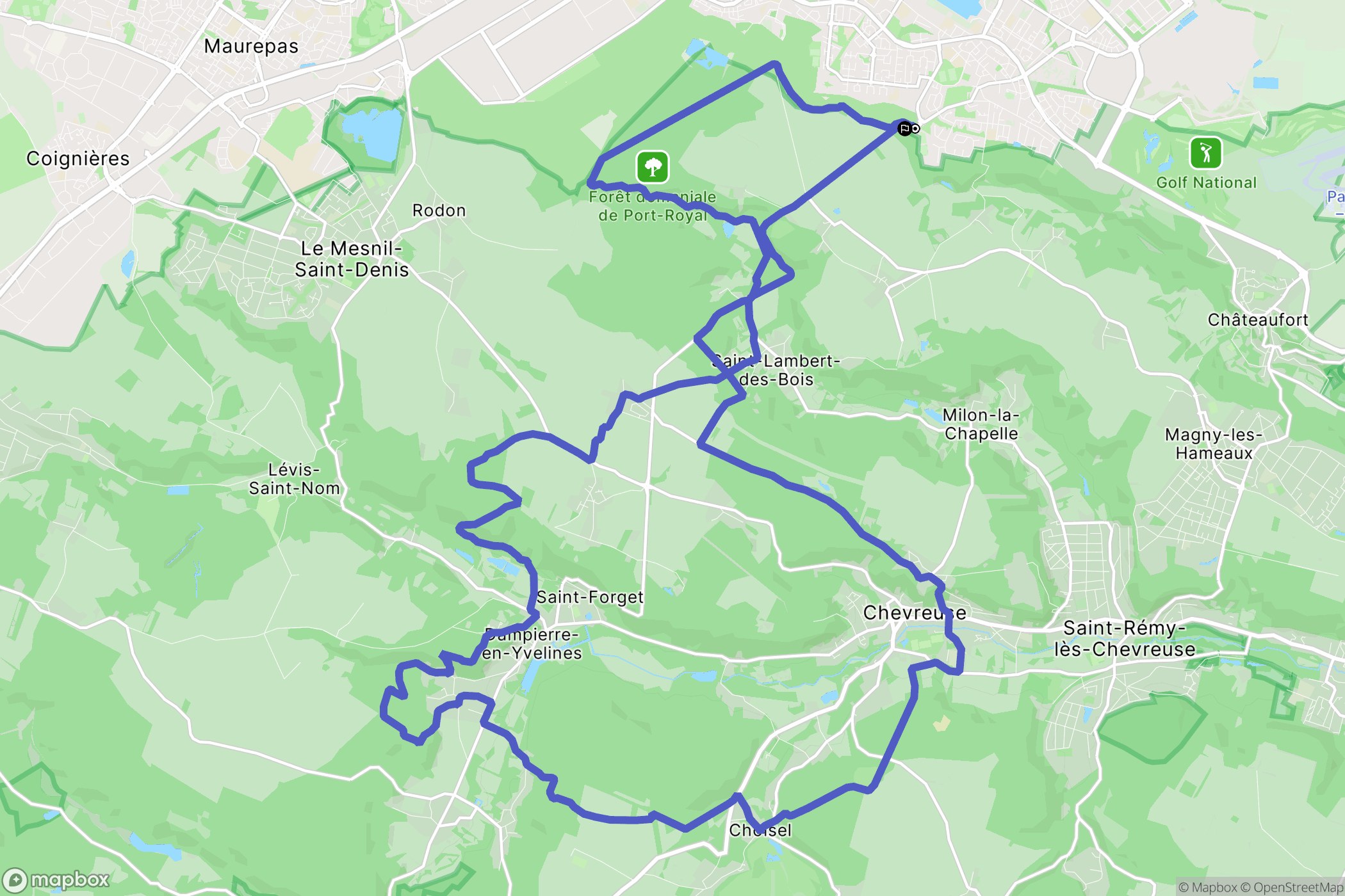 Voisins-le-Bretonneux : carte du parcours de randonnée - France