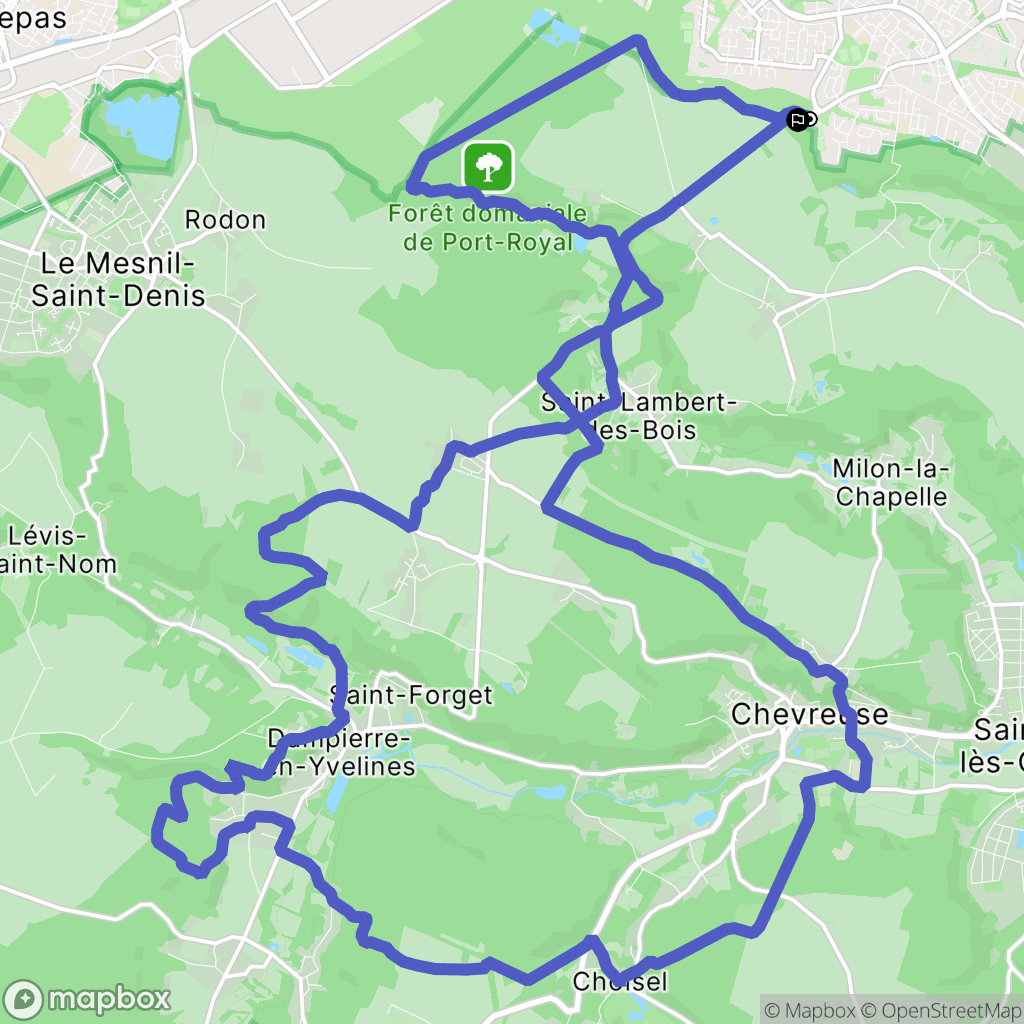 Voisins-le-Bretonneux : carte du parcours de randonnée - France