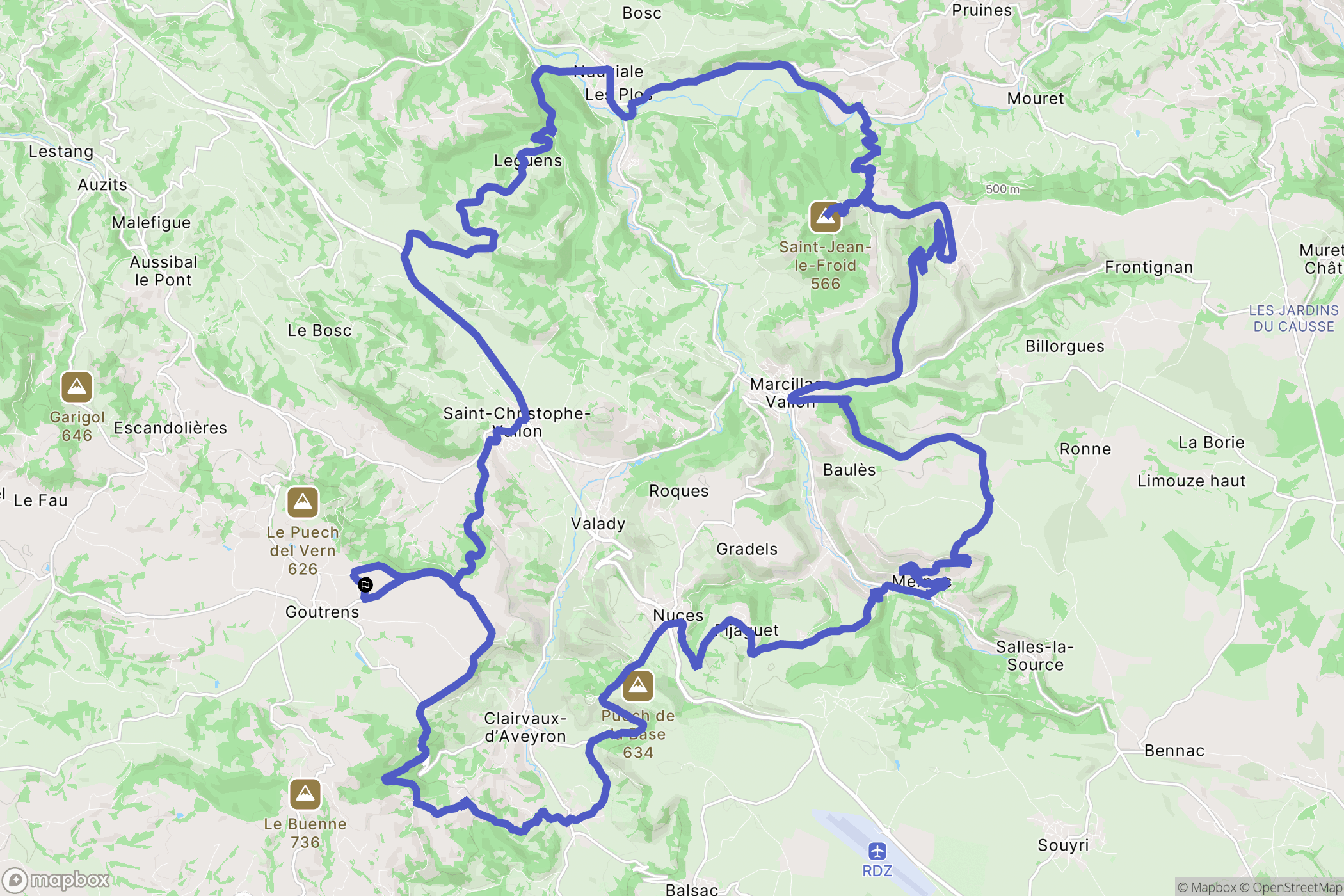 Goutrens : carte du parcours de randonnée - France