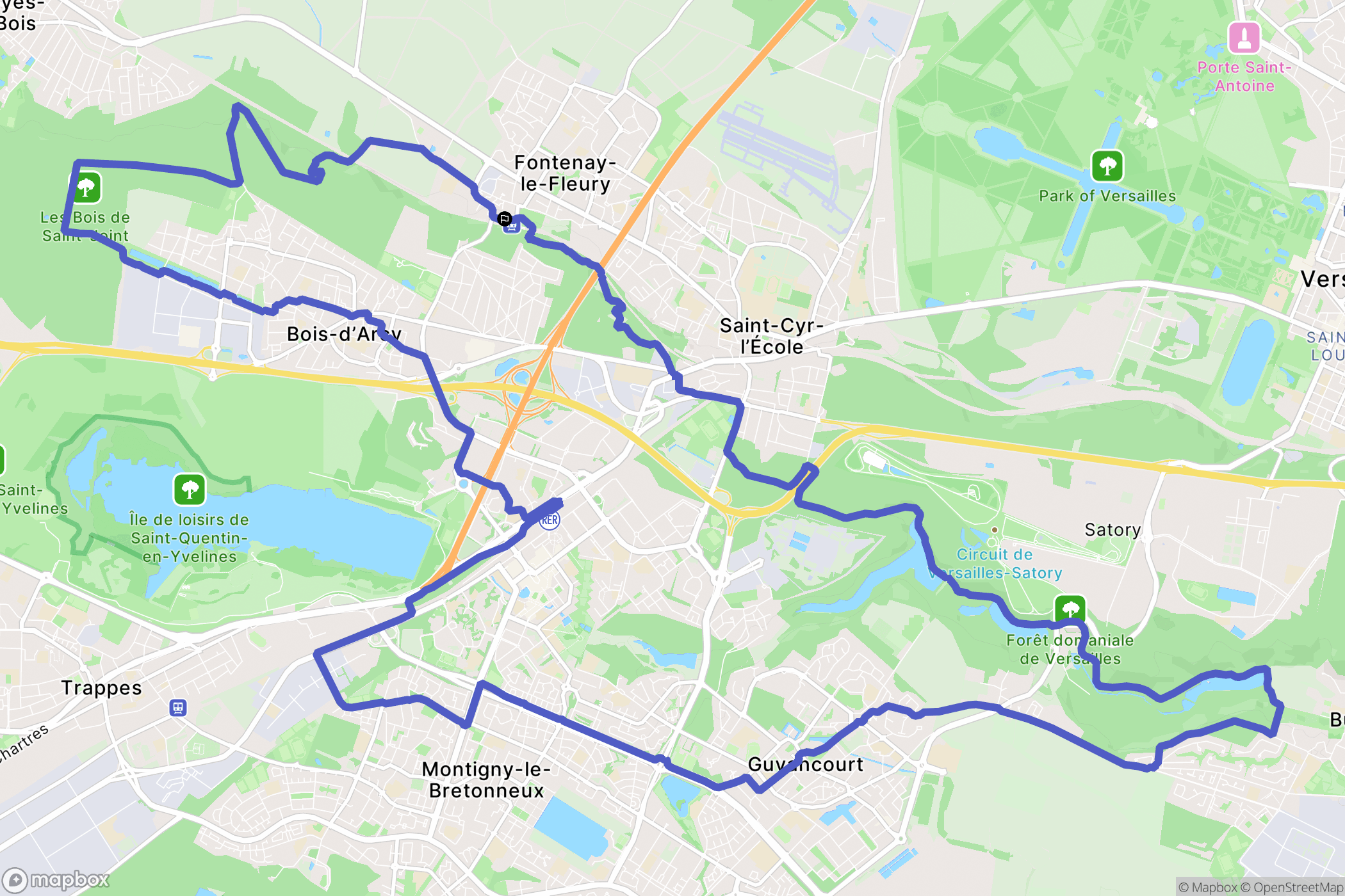 Fontenay-le-Fleury : carte du parcours de randonnée - France