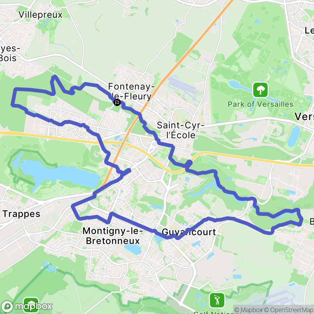 Fontenay-le-Fleury : carte du parcours de randonnée - France