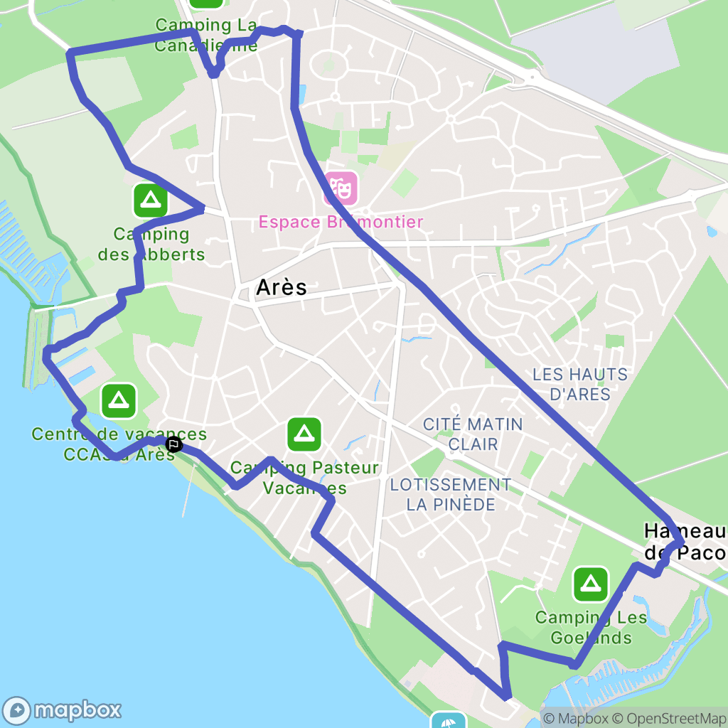 Arès : carte du parcours de randonnée - France