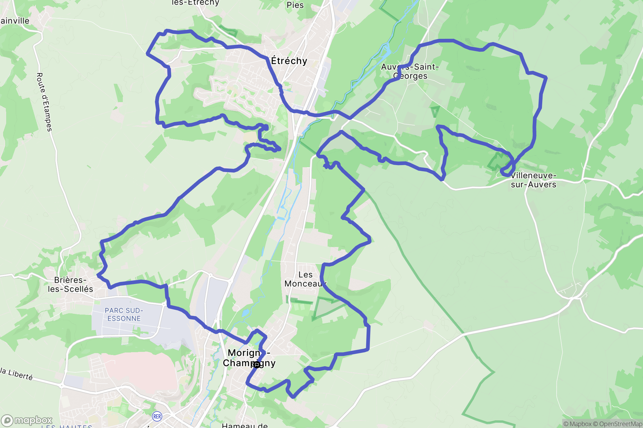 Morigny-Champigny : carte du parcours de randonnée - France