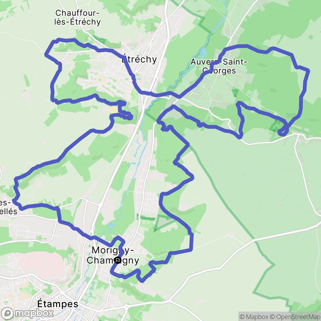Morigny-Champigny : carte du parcours de randonnée - France