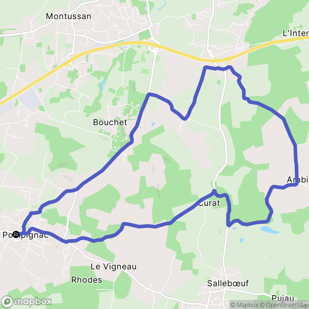 Pompignac : carte du parcours de randonnée - France