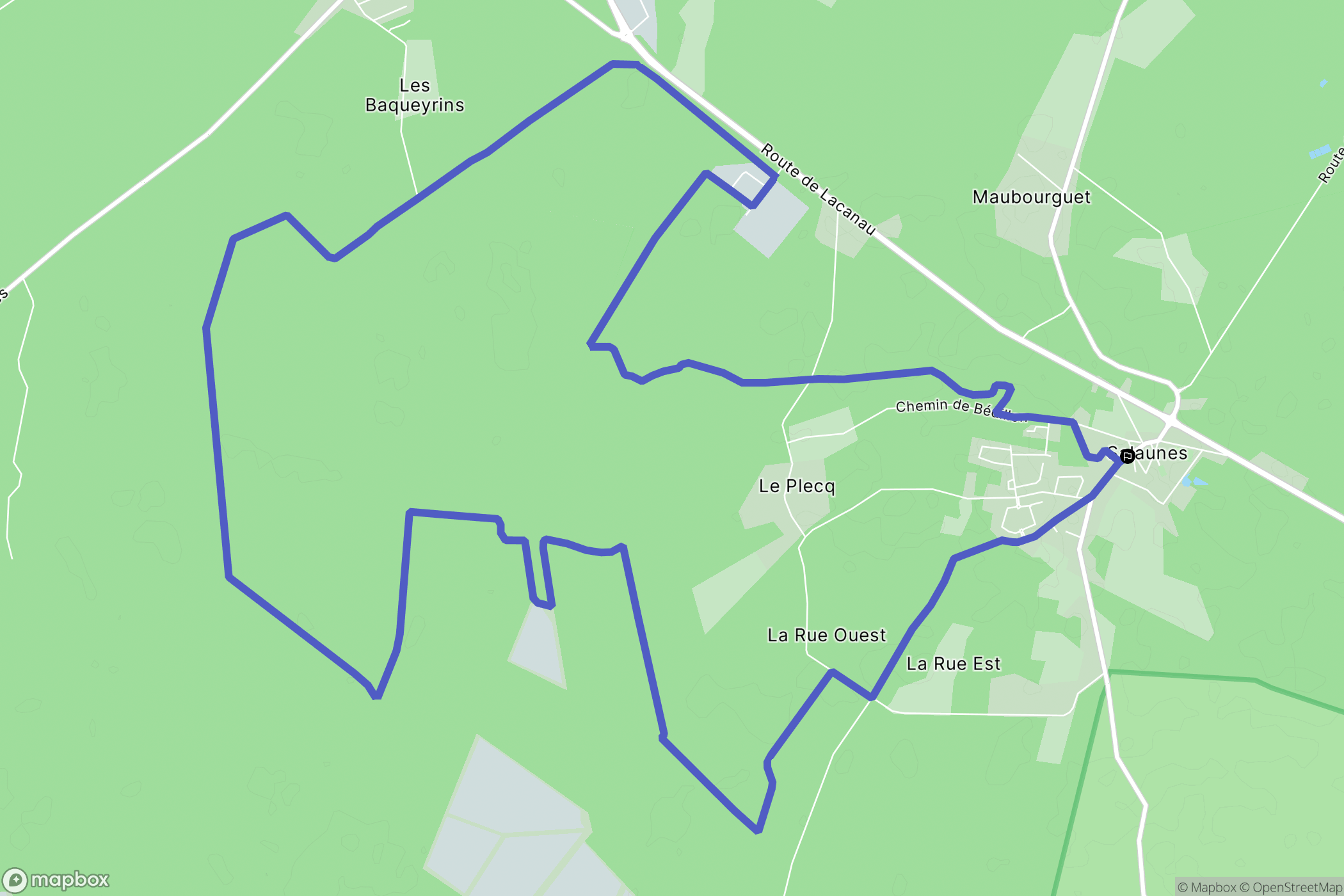 Salaunes : carte du parcours de randonnée - France